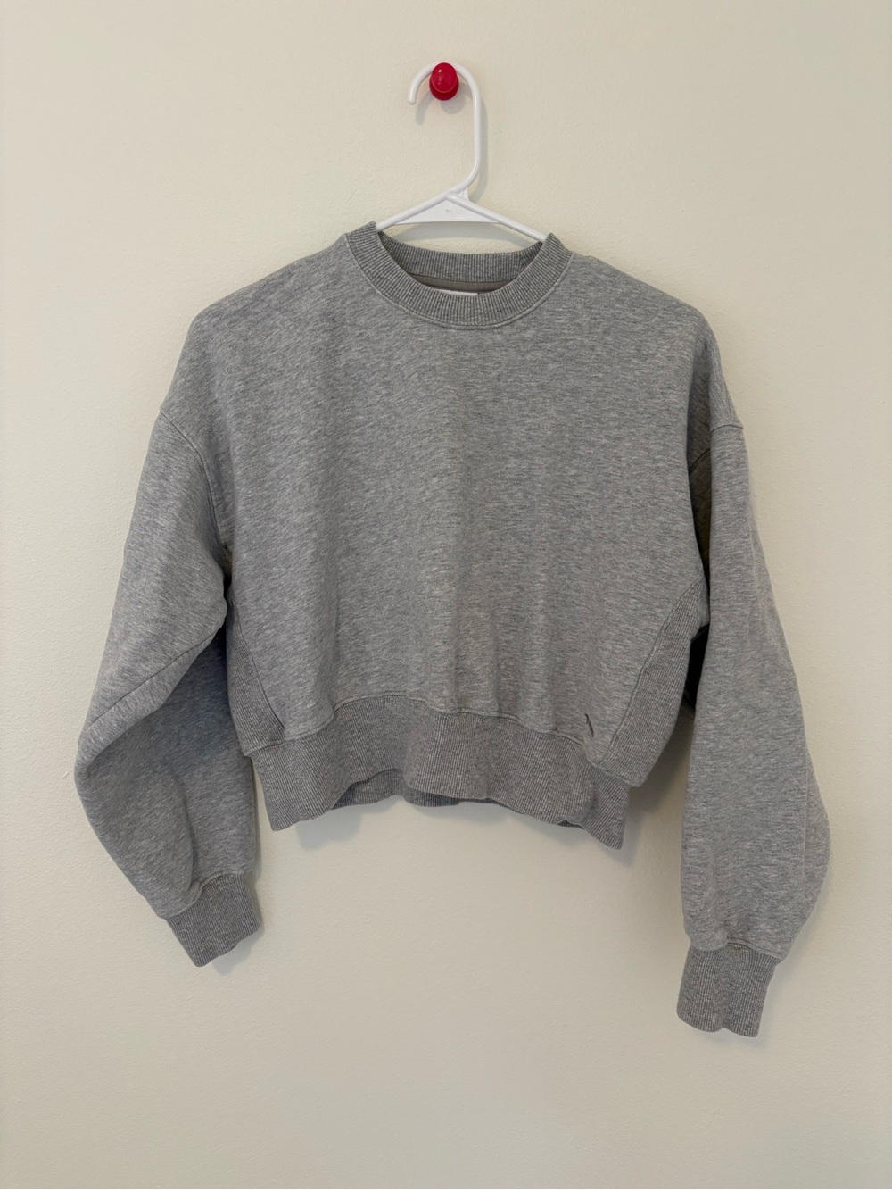 TNA Sweatfleece Aritzia Boyfriend Fit Cropped Grey Crewneck Sweatshirt XS